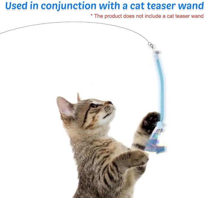 MiOYOOW Cat Wand Toy Refills, 6PCS Sequins Cat Insect Toy Interactive Cat Wand Replacement with Bells for Indoor Cats Kittens