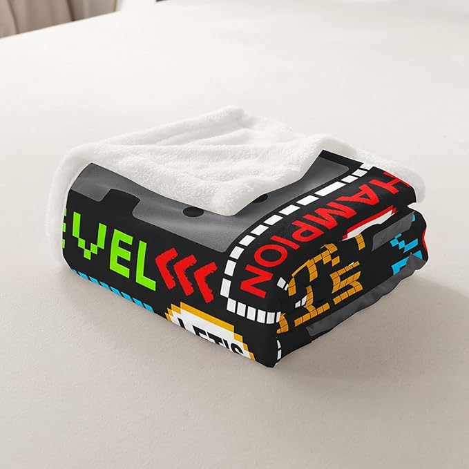 Gamepad Fleece Throw Blanket Video Game Blanket Modern Game Controller Sherpa Blanket for Couch Sofa Chair Teens Gamer Bedroom Decor Fuzzy Blanket Abstract 40"x50"