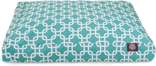 Teal Links Large Rectangle Indoor Outdoor Pet Dog Bed With Removable Washable Cover By Majestic Pet Products