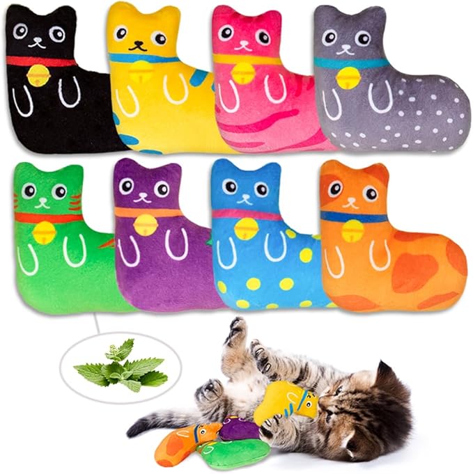 Catnip Toys for Indoor Cats, Natural Catnip Cat Toys Kitten Toys - 8 PCS Fish Cat Toys Set for Boredom