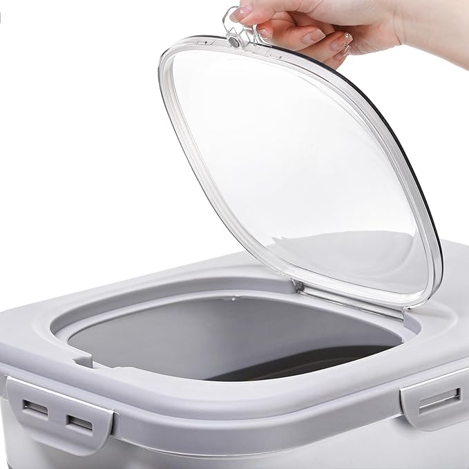 Dog Food Storage Container, Collapsible Airtight Pet Cat Food Bin with Dog Bowl, Wheels, Scoop and Measuring Cup, 20 Lb Kitchen Rice Cereal Flour Bin, Keep Fresh for Dog, Cat, Bird