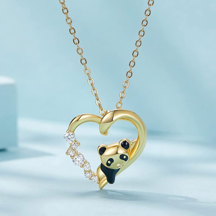 925 Sterling Silver Dog Paw Cat Panda Necklace for Women Cute Dainty Animal Pendant Necklace Gifts for Cat Mom Animals Lover…