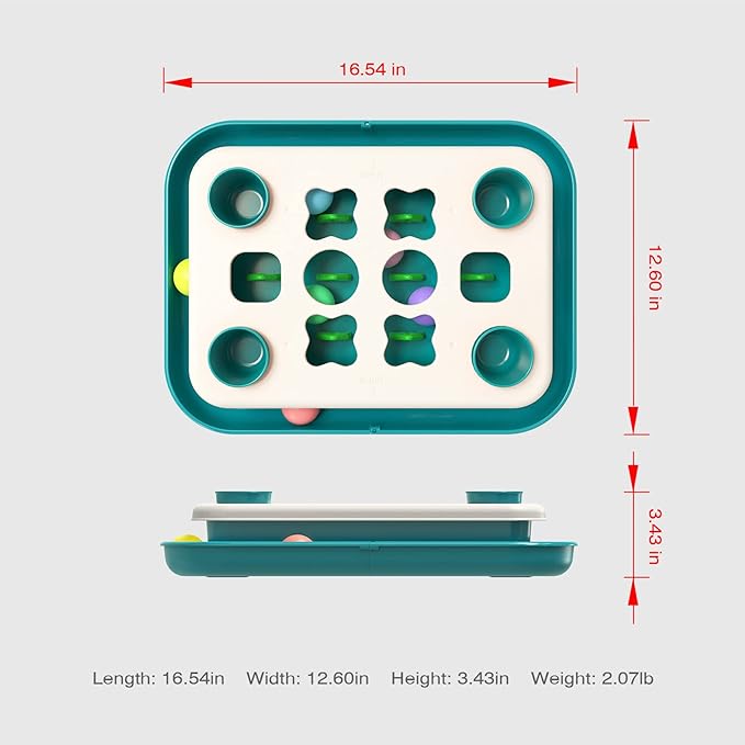 AUTENS Cat Toy Puzzle Track Balls Feeder for Interactive Indoor Cat Chase to Exercise, Fun Treat Digger Hunting Box (Green)