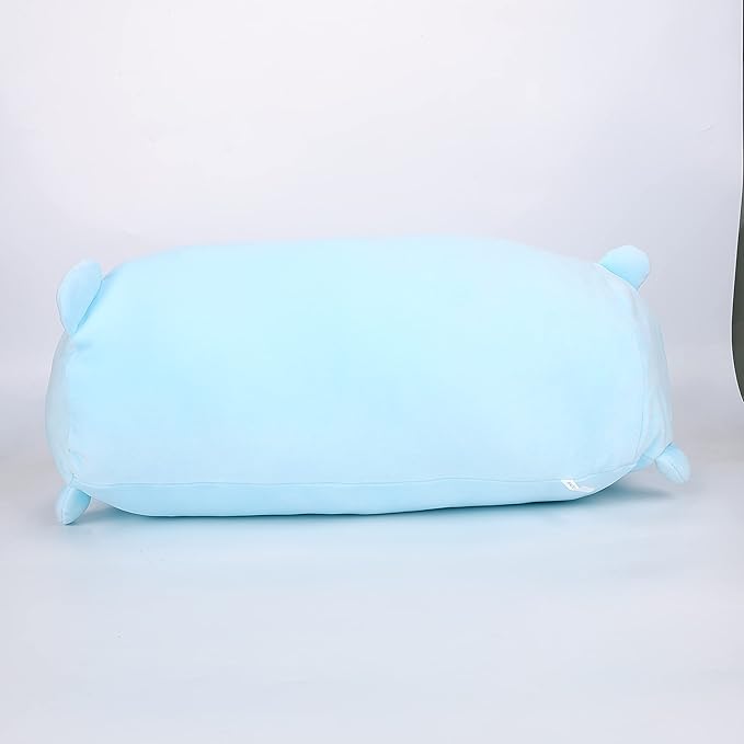 TemBe 23.6 inch Cute Large Bear Plush Stuffed Animal Pillow, Very Soft Squish Mellow Hugging Toy Gifts for Bedding, Kids Sleeping Cute Pillow (Blue Bear)