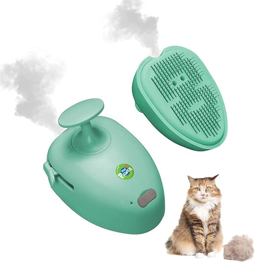 4 in 1 Cat Steam Brush for Shedding, Rechargeable Cat Brush with Steam, Steam Pet Hair Brush for Indoor Cats, Massage, Cleaning, Shedding, Combing & Remove Floating Hair All In One