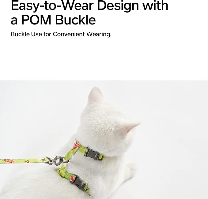 pidan Cat Harness and Leash Set, Cats Escape Proof - Adjustable Kitten Harness for Large Small Cats, Lightweight Soft Walking Travel Petsafe Harness / Green /lime