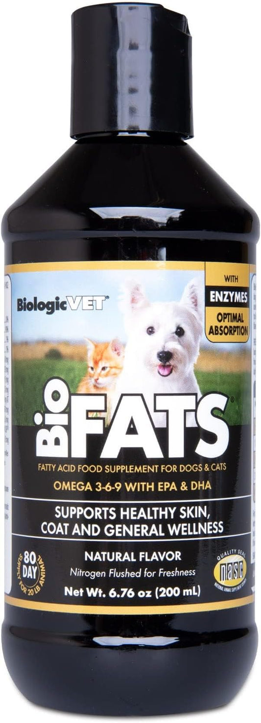 BioFATS Omega 3-6-9 Fatty Acid with EPA & DHA, Supports Healthy Skin, Coat and General Wellness, 80-Day Supply for 20-lb. Animal, 6.76-fl. oz. Bottle