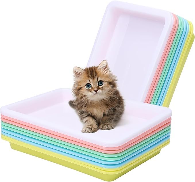 10 Pcs Travel Toilet Mini Litter Box,Plastic Portable Small Litter Pan Water Litter Box for Kittens Bunny Cat