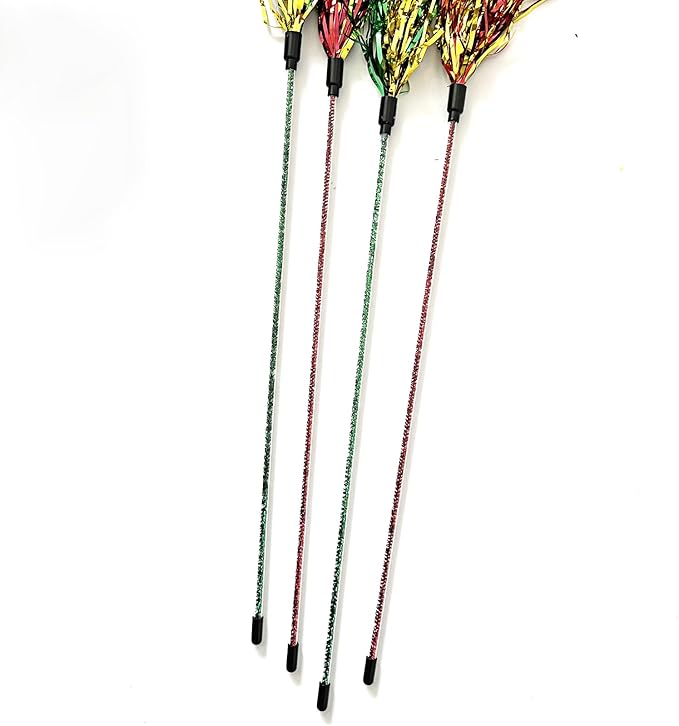 IUHKBH Cat Wands, 4 PCS Interactive Cat Teaser Wand with Long Tassel and Bell Cat Tassel Toys for All Breed Sizes
