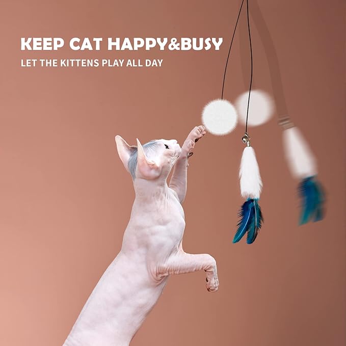 Interactive Cat Feather Toys,Hanging Cat Teaser Toy,Retractable Hanging Interactive cat Toys for Indoor Cats Kitten Play Exercise, Cat Fun Mental Exercise Puzzle Kitten Toys(1pc,U-Claw)