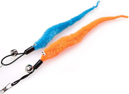 2 Pcs Cat Toys Interactive Refill Replacement Feather Pack Furry Tail Butterfly Dragonfly Fish Mouse Caterpillar Worm Birds Feathers for Kitten Cats, 21 Variety Styles CT15-9 Caterpillar