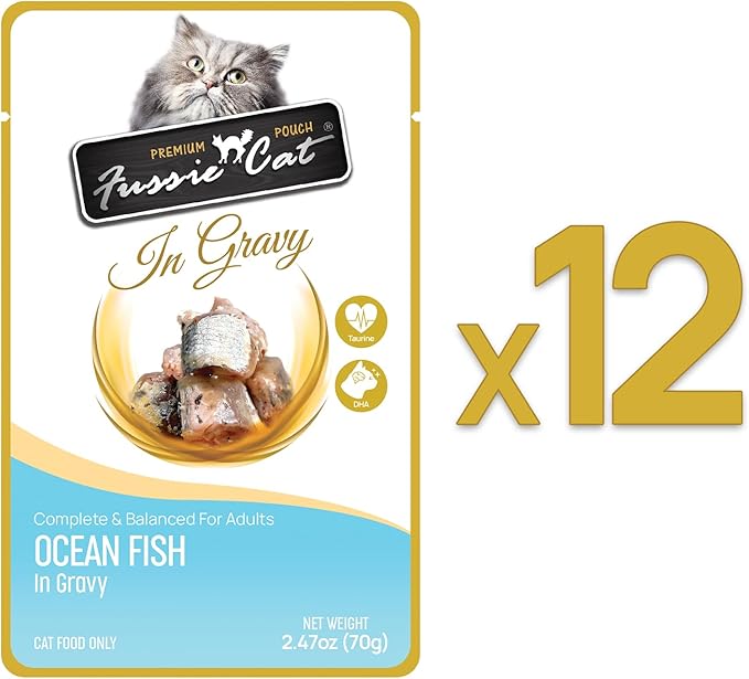 Fussie cat Premium Ocean Fish in Gravy, 2.4 Oz (Pack of 12)