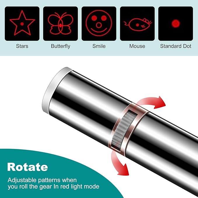 Cowjag Laser Pointer, Cat Birds Toy Pointer for Indoor, Cat Mouse Toys Wand Light Pet Interactive Toys to Keep Cat Busy, for Kitten Cat Dog Chase Play