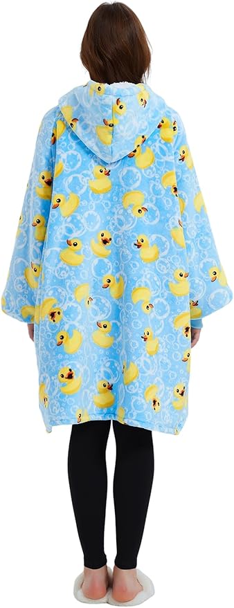 KFUBUO Wearable Blanket Hoodie for Adults Sherpa All Patterns Oversized Sweatshirt Blanket with Pocket