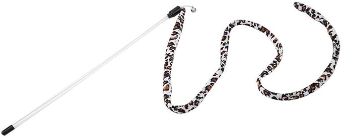 Naroote Cat Wand Toy, Teaser Toy, Interactive Cat Teaser Wand String Toy, Cat Funny Toy Teaser Wand Leopard Print Tail with Bell for Cats Pets