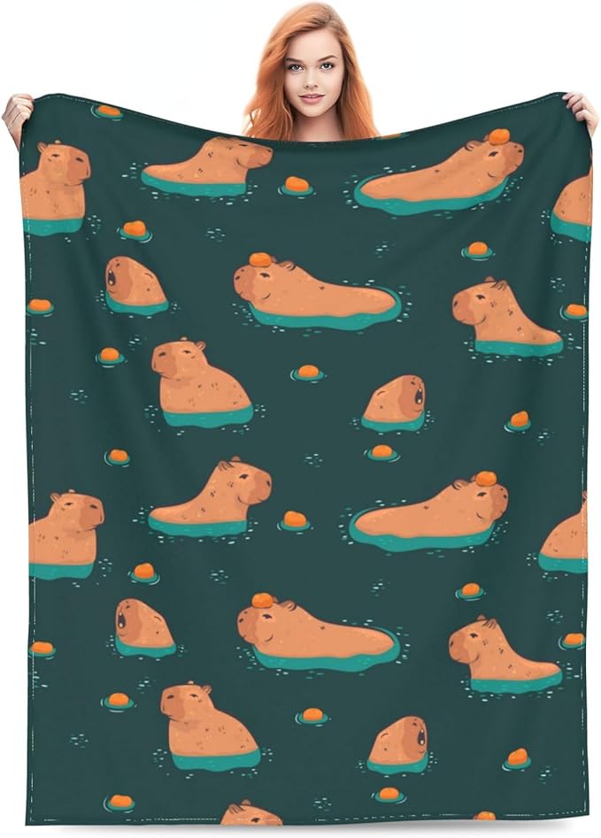 Capybara Throw Blanket Soft Cozy Plush Warm Fleece Blanket for Sofa Couch Bed 80"X60"