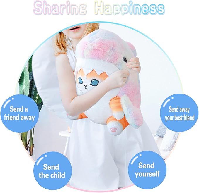 Kawaii Shark Cat Plush Toy Stuffed Animal Doll, Cute Soft Pillow Stress Release Hugs Toys Christmas Halloween Birthday Gifts for Kids Boys Girl Best Gift (Colorful - Yellow,19 inch)