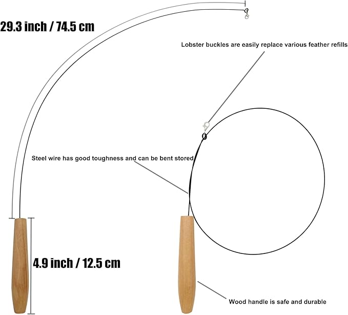 Cat Wand Toy, 6 PCS Cat Wand Bird Feather Toy, Interactive Cat Feather Toy Bird for Indoor Cats Play Exercise