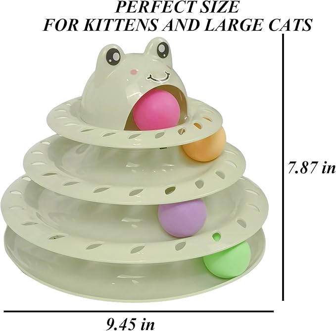 Gefryco Cat Toys 4-Tier Roller Track, Turntable Cat Tower Toy with Colorful Chase Balls, Multi-Level Interactive Cat Toys for Bored Indoor Adult Cats, Fun Puzzle Kitten Exercise Toys(Light Green)