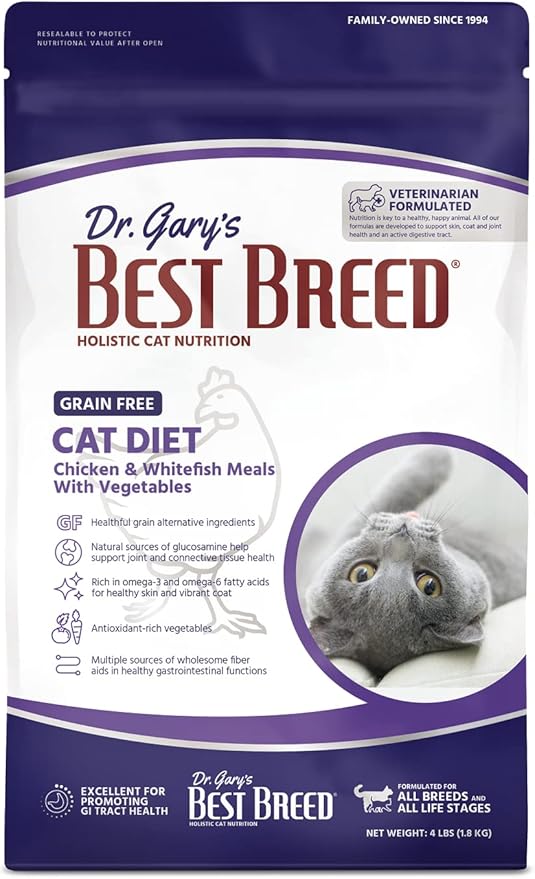 Best Breed Grain Free Cat Diet Made in USA [Natural Dry Cat Food for All Ages] - 4lbs.