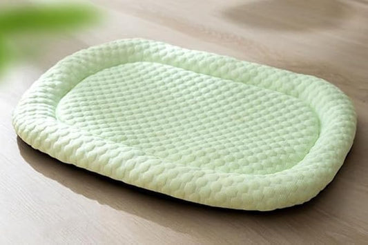 Pet Cooling Mat for Cats and Small Dogs, Self Cooling Fabric, Lightweight, Leak-Proof, Soft and Gently, Washable, Indoor/Outdoor (Light Green, Medium)