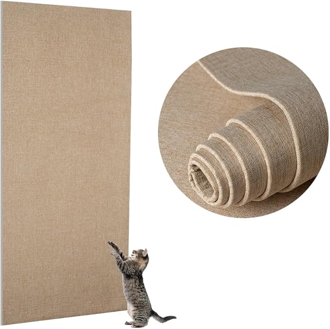 Extra Large 110"x 12.6" cat Wall Scratcher, Thickened Cat Wall Climbing Carpet, Trimmable Self-Adhesive Carpet for Replacement Pads, Covering Posts, and Furniture Protection (Coffee, 1PACK)
