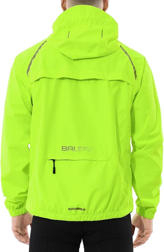 baleaf Men's Rain Jacket Waterproof Windbreaker Running Cycling Golf Hiking Gear Hood Lightweight Reflective Packable