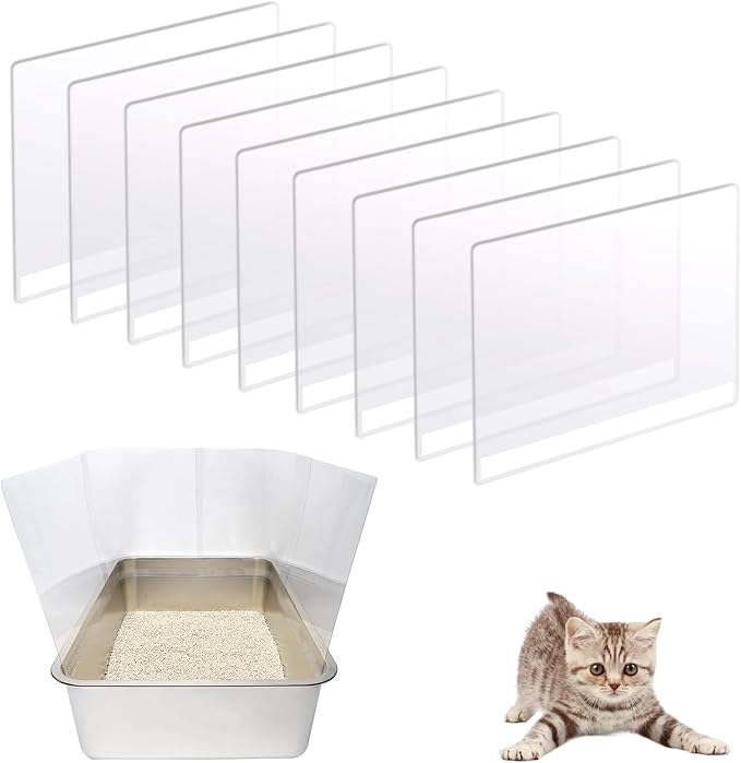 9Pcs Cat Litter Box Pee Shields,Transparent Easy Clean Litter Box Splash Guard for Open Top Litter Pan 14.5×11.5in- Litter Box Not Included