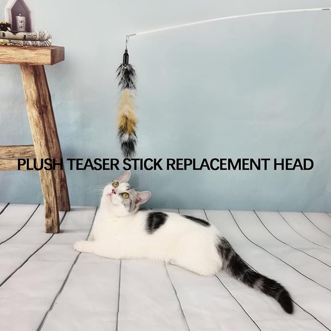 6 PCS Replacement Plumes Interactive Cat Toy Refills Cat Toy Wand Replacement Teaser Refills for Cat Kitty Toys