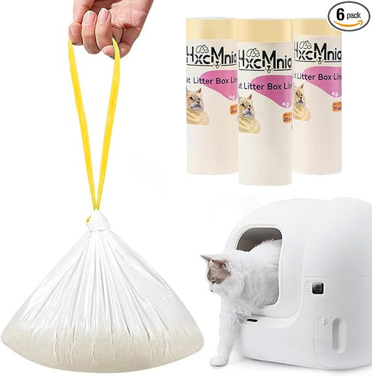 120 Count Self-Cleaning Litter Box Liner Bags for PURA X/MAX, Drawstring Replaced Trash Bag Waste Bag for Automatic Cat Litter Box (21.6" x 11.8")