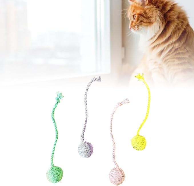 Cat Mouse Toys, 4 PCS Funny and Cute Cat Toy Mice Set with Built in Sound Stone, Interactive Pets Toy and Kittens for Bored Indoor Adult Cats (Cotton Ball)
