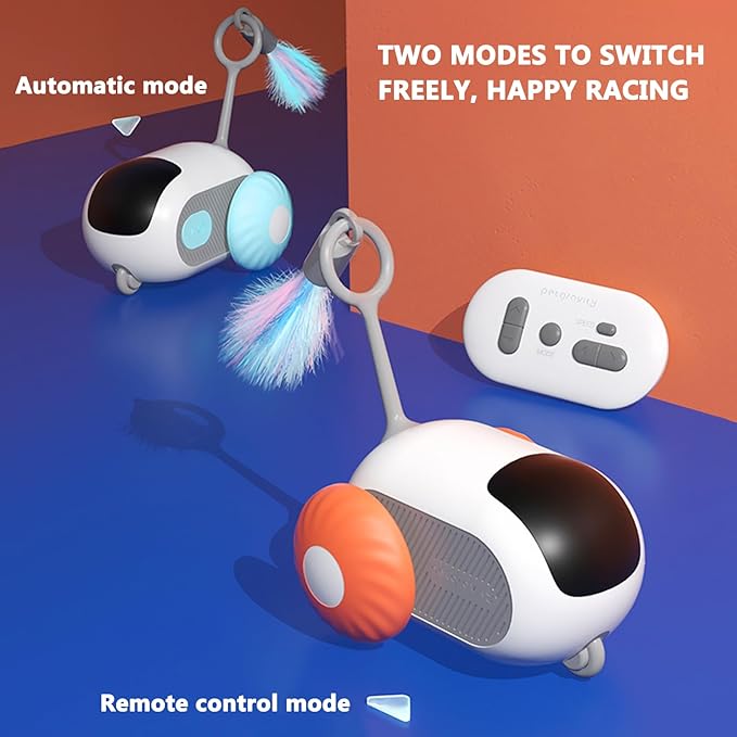 S SUNSBELL Cat Toys for Indoor,Turbo Tail Cat 3.0 Remote Control Mouse Cat Toy, Smart Interactive Cat Toy with Remote Control and 2-Speed Adjustment (Orange)