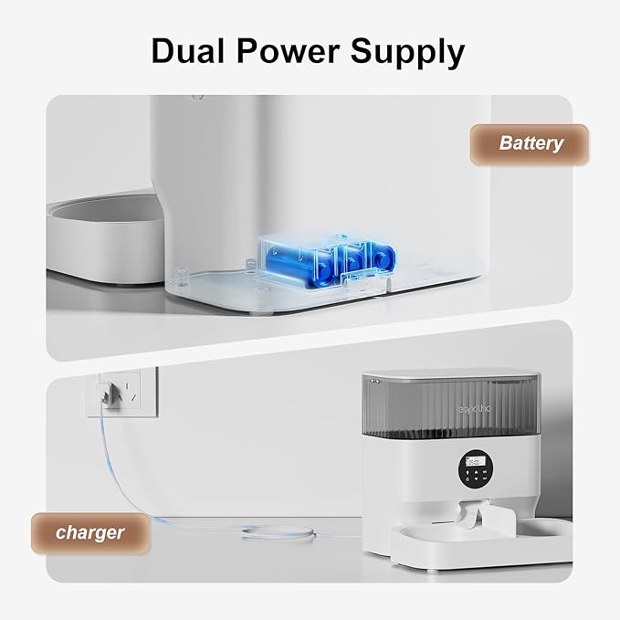 Automatic Cat Feeder - 5L Timed Cat Food Dispenser 2 Cats with 2 Way Splitter, 10s Meal Call Programmable Portion Control Pet Feeder with Desiccant Bag for Cats & Dogs