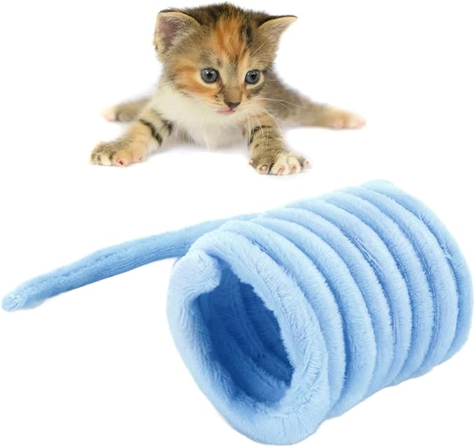 Plush Cat Spring Toys, Colorful Interactive Cat Toys Cat Entertaining Toys, Colorful & Durable Plastic Spring Coils Attract Cats Providing Interactive Playtime and stimulating Their Instincts(Blue)