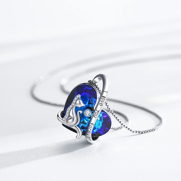 Black Cat/Fox/Owl/Panda/Butterfly/Cat/Dog Paw Print/Mushroom for Women Sterling Silver Animal Pendant Necklace Jewelry Christmas Birthday Gifts for Couples Sisters