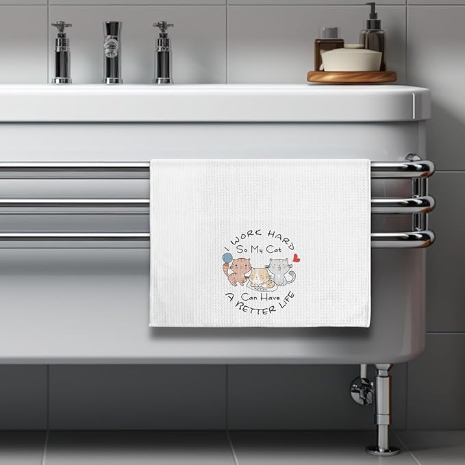 Cat Dish Towels,Cat Towels,Cat Mom Gifts,Cat Hand Towel,Cat Kitchen Towels,Cat Kitchen Accessories,Cat Lady Gifts, Gifts for Cat Lovers for Women,Crazy Cat Lady Gifts,Decorative Kitchen Towels