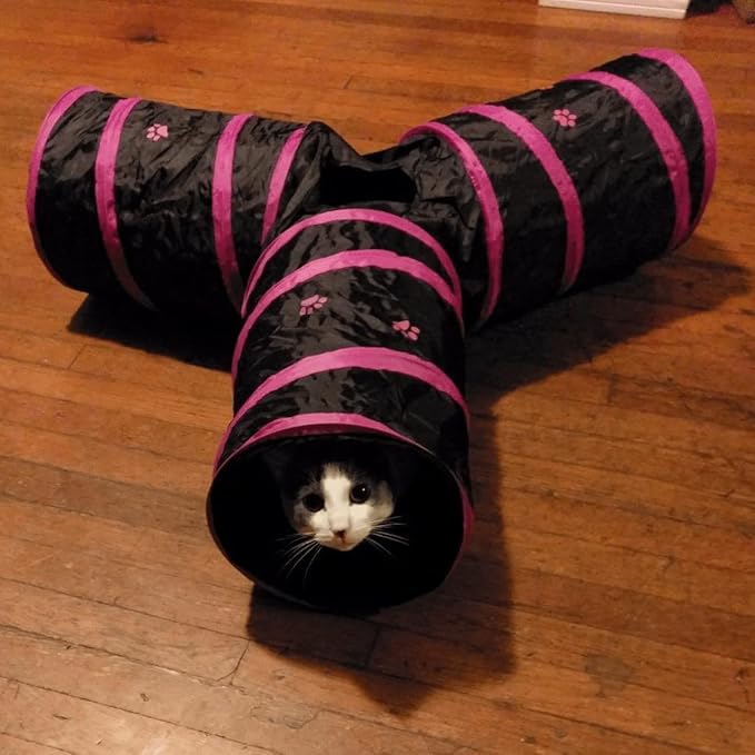 Cat Tunnels, Pet Ferret Rabbit Bunny Tunnels Tubes Subway Habitats, Y-Style, DIY Cat Peekaboo Maze House Tent Bed, Kitten Interactive Toy (Y Type 3 Way (Straight))