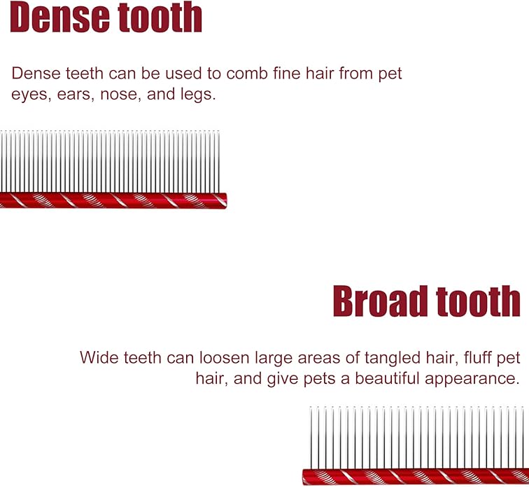 Dog Comb By MEKBOK - Grooms Cats As Well - For Medium to Thick Coats - 8 Inch Length - Rounded Spine - Grooming Tool for Mats and Shedding