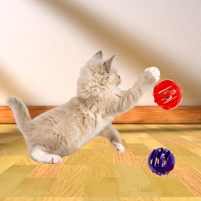 Frou.Frou 10 Cat Bell Balls Plastic Ball Cat Toys for Interactive Play, Assortment Toys for Indoor Cats & Kitten, Jingle Rattle Toy Assorted Color