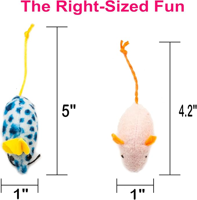 Fashion's Talk Mouse Catnip Cat Toys Soft Plush Catnip Mice Assorted Style Catnip Cat Toys Variety Pack 32 Count