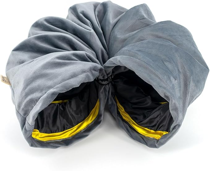 Velvet Fabric - Foldable/Collapsible - 55x8.66 Inches Cat Tunnel (Gray)