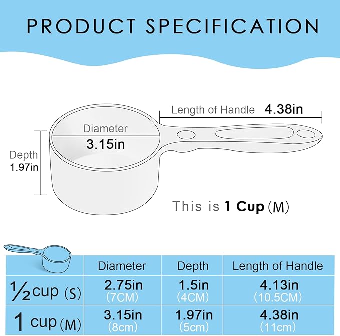 Super Design1 Cup Dog Food Scoop for Container Melamine Measuring Scoop for Dogs Cats Birds and Rabbits Pet Food Feeding Scoop Dishwasher Safe - Baby Blue