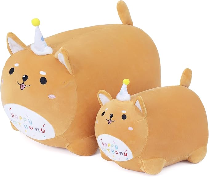 Happy Birthday Corgi Dog Plush Toy, Cute Birthday Colorful Puppy Stuffed Animal, Dog Plush Pillow for Girls Kids(Corgi,40cm/15.7inch)