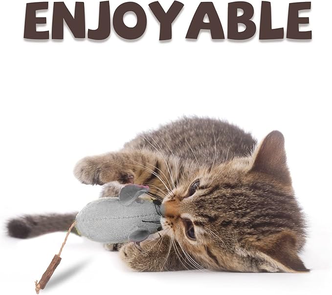 Catnip Toys, Silvervine Cat Toy, 3 Pcs Cute Cat Toys for Indoor Cats, Soft Plush Cat Mice Catnip Toys, Interactive Cat Teething Chew Toy for Cat Kitten Kitty