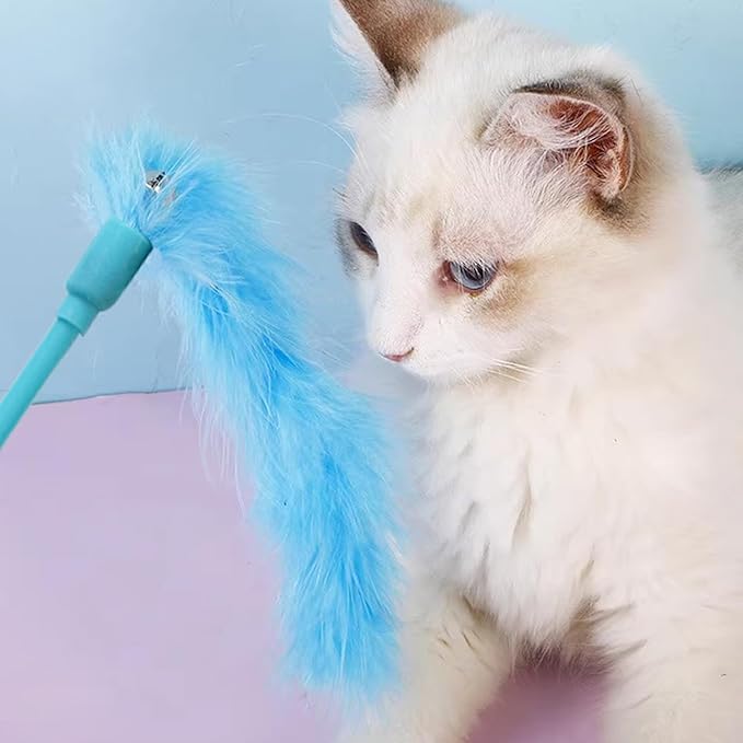 IUHKBH Cat Wand Toys, 6 PCS Interactive Cat Feather Toys Colorful Cat Teaser Wand with Bell for Cats and Kitties