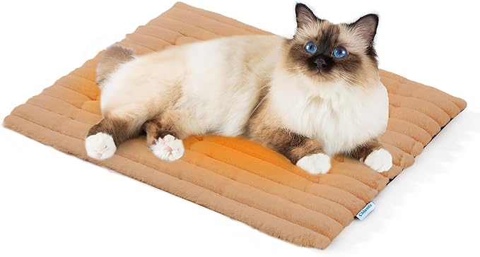 Luxury Soft Self Warming Cat Bed, 24" x 18" Thermal Warm Small Dog Pad for Indoor & Outdoor, Washable Pet Mat with Non-Slip Bottom (Brown)