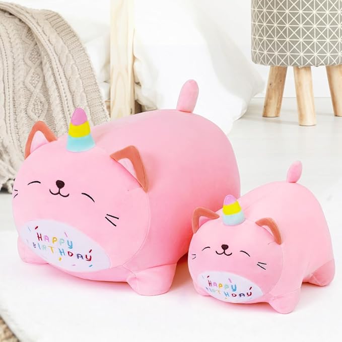 Kawaii Birthday Unicorn Plush, Soft Happy Birthday Unicorn Plush Pillow Toy for Kids (25cm/9.8inch)