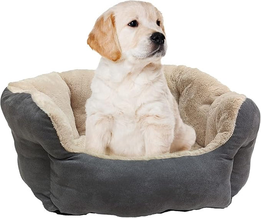 SPOT Sleep Zone Small Pet Bed - High Wall, Reversible Cushion Bed for Indoor Cats & Small Dogs, Durable Faux Suede, Machine Washable for Pets Under 10lbs and 15 inches Long - 18x16in, Light Grey