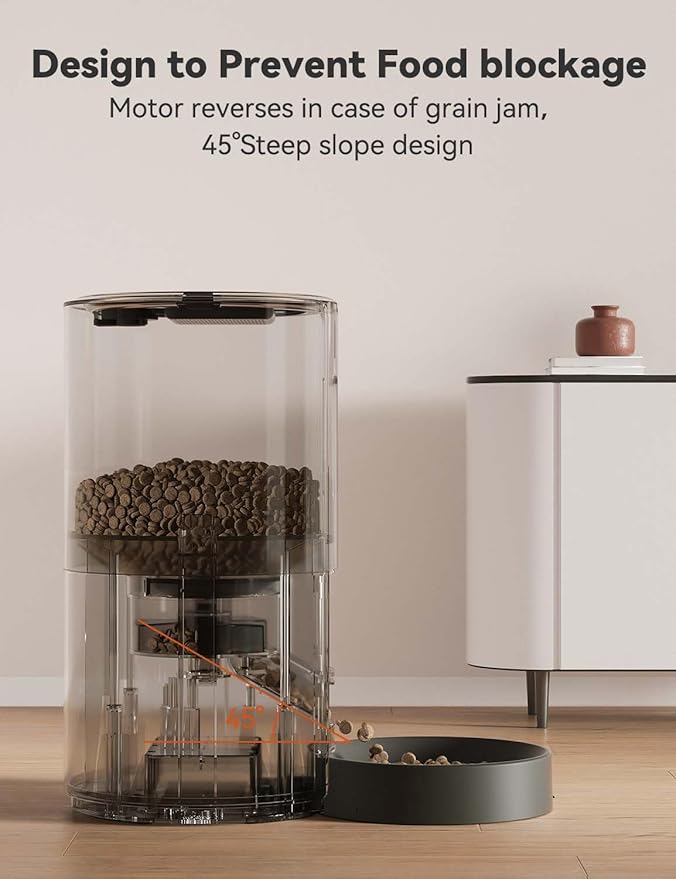 WOPET Automatic Cat Feeder,5L Automatic Cat Dry Food Dispenser,Timed Cat Feeder 6 Meals Daily with Portion Control,10s Voice Recording with Backup Power