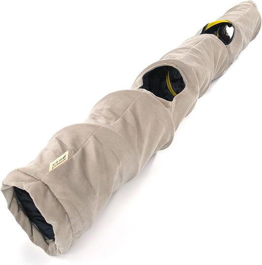 Velvet Fabric - Foldable/Collapsible - 55x8.66 Inches Cat Tunnel (Silver Gray)